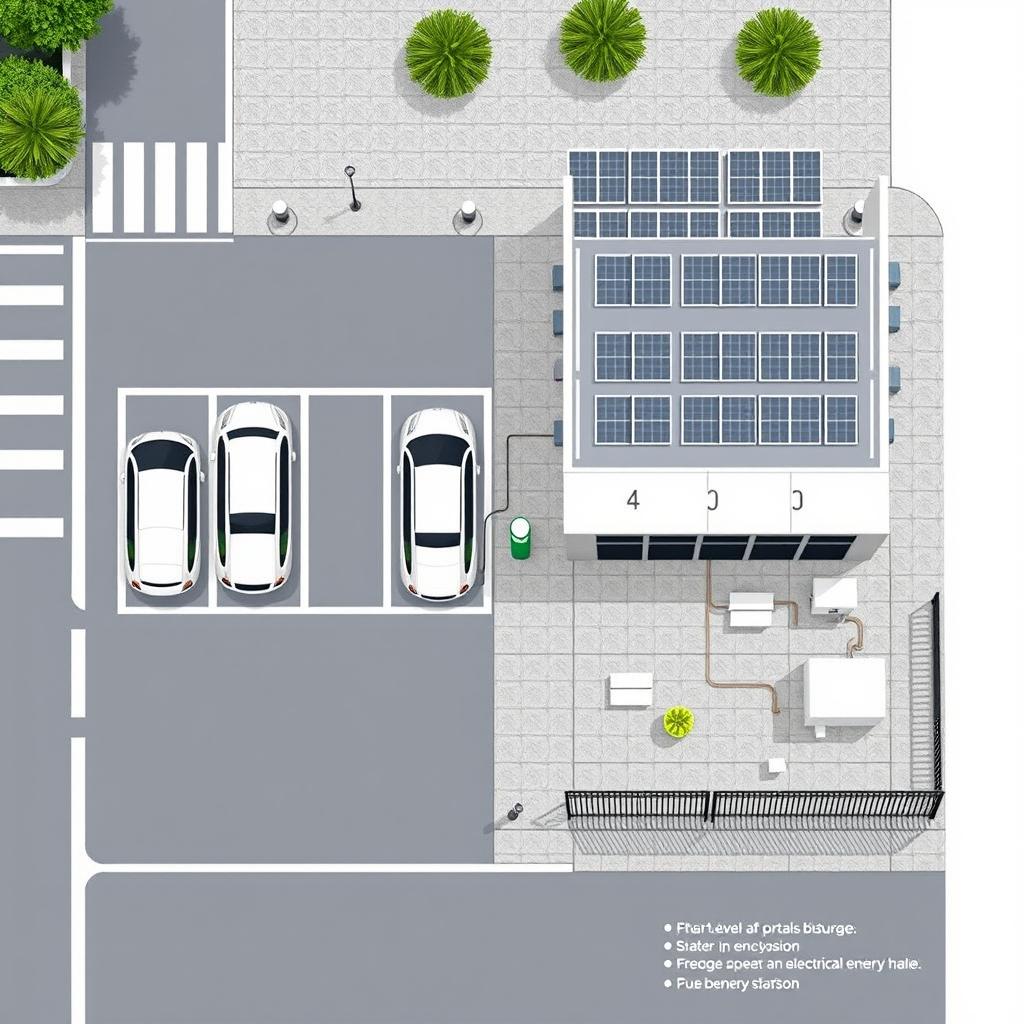 A technical layout design for an urban electric vehicle (EV) charging station with limited space