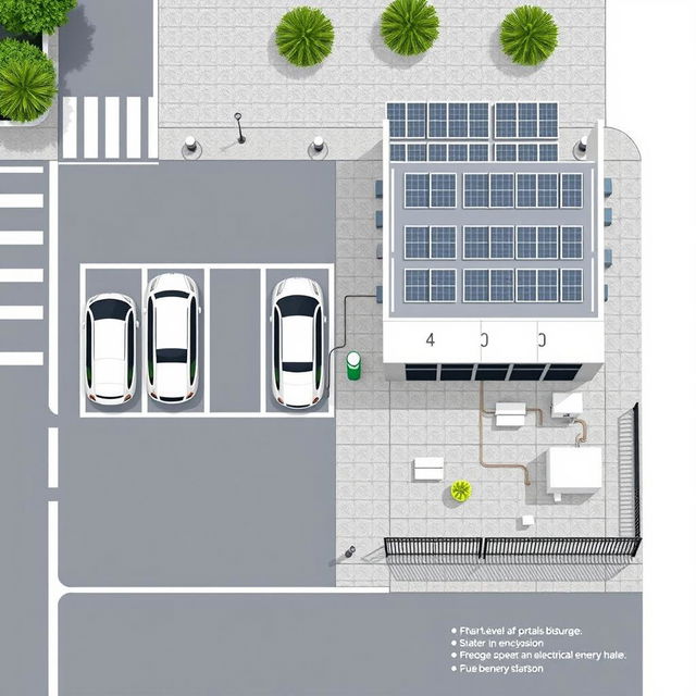 A technical layout design for an urban electric vehicle (EV) charging station with limited space