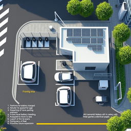 A technical layout design for an urban electric vehicle (EV) charging station with limited space