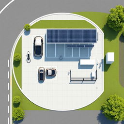 A technical layout design for an urban electric vehicle (EV) charging station with limited space