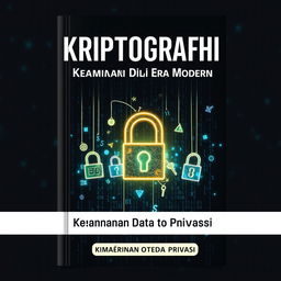 Cover design for a book on cryptography titled 'Kriptografi: Keamanan Digital di Era Modern'