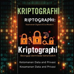 Cover design for a book on cryptography titled 'Kriptografi: Keamanan Digital di Era Modern'