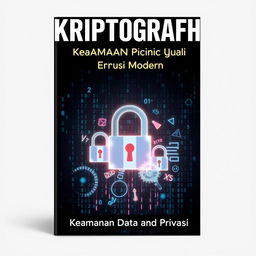 Cover design for a book on cryptography titled 'Kriptografi: Keamanan Digital di Era Modern'