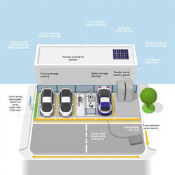 A detailed design layout for an urban EV charging station with limited space