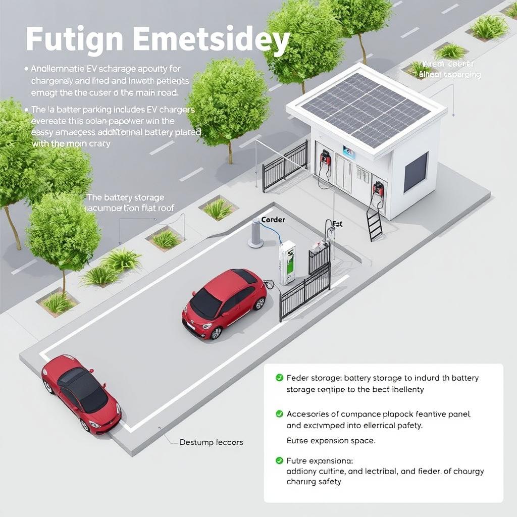 A detailed design layout for an urban EV charging station with limited space