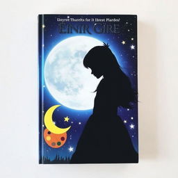 Book cover featuring the silhouette of a girl in front of a starry night sky with a prominent moon