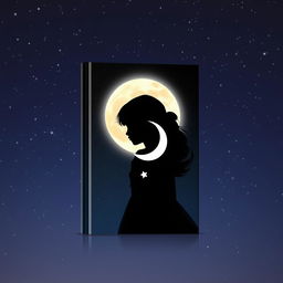 Book cover featuring the silhouette of a girl against a starry night sky, with a luminous moon in the background