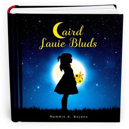 Book cover featuring the silhouette of a girl against a starry night sky, with a luminous moon in the background