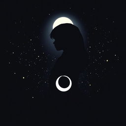 Image featuring the silhouette of a girl set against a starry night sky with a bright moon
