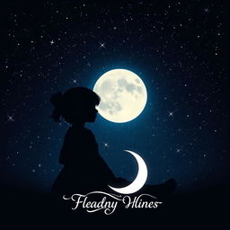 Image featuring the silhouette of a girl set against a starry night sky with a bright moon
