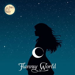 Image featuring the silhouette of a girl set against a starry night sky with a bright moon