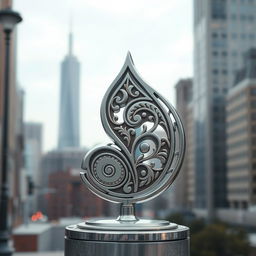 A stunning city symbol crafted from an intricate paisley pattern, showcasing beautiful swirling designs reminiscent of traditional art