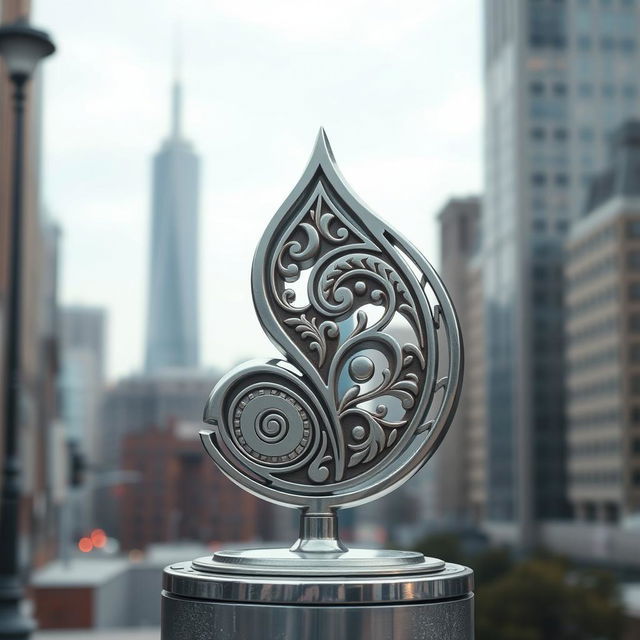 A stunning city symbol crafted from an intricate paisley pattern, showcasing beautiful swirling designs reminiscent of traditional art