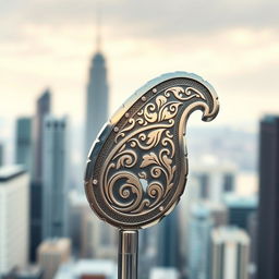A stunning city symbol crafted from an intricate paisley pattern, showcasing beautiful swirling designs reminiscent of traditional art