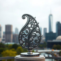 A stunning city symbol crafted from an intricate paisley pattern, showcasing beautiful swirling designs reminiscent of traditional art