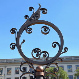 A stunning city symbol designed with a paisley pattern, intricately crafted from iron