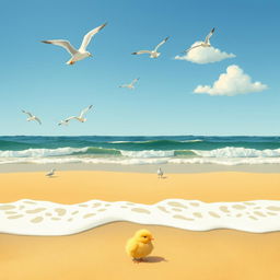 A picturesque coastal scene in the charming style of Jon Klassen