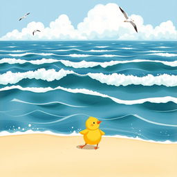 A picturesque scene of a vast ocean with rolling waves, featuring fluffy white cresting waves
