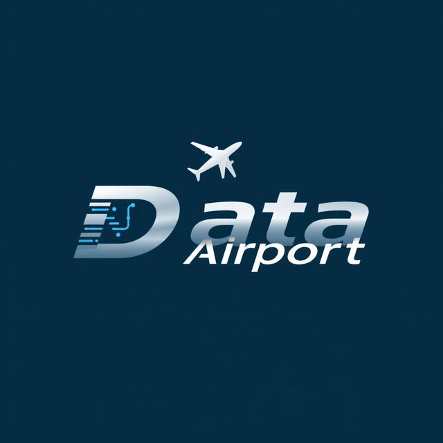 A modern, elegant logo design for an airport named 'Data Airport'