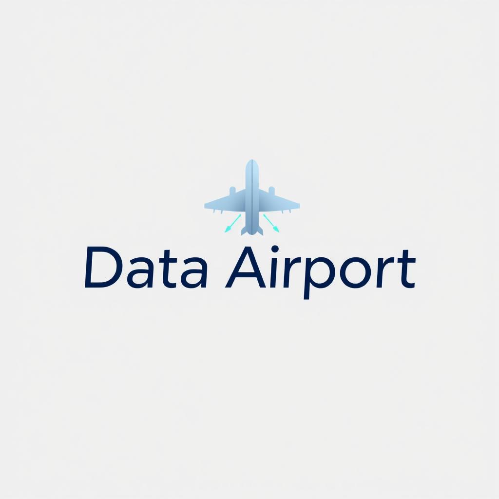 A modern, elegant logo design for an airport named 'Data Airport'