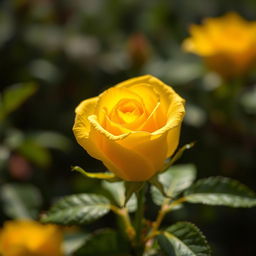 A beautiful yellow rose showcasing its vibrant petals, symbolizing love and affection