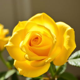 A beautiful yellow rose showcasing its vibrant petals, symbolizing love and affection