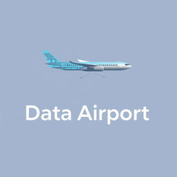 A sleek and modern logo design for 'Data Airport', featuring a stylized airplane silhouette integrated with digital elements to represent technology and data