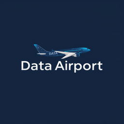 A sleek and modern logo design for 'Data Airport', featuring a stylized airplane silhouette integrated with digital elements to represent technology and data