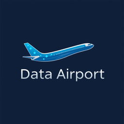 A sleek and modern logo design for 'Data Airport', featuring a stylized airplane silhouette integrated with digital elements to represent technology and data