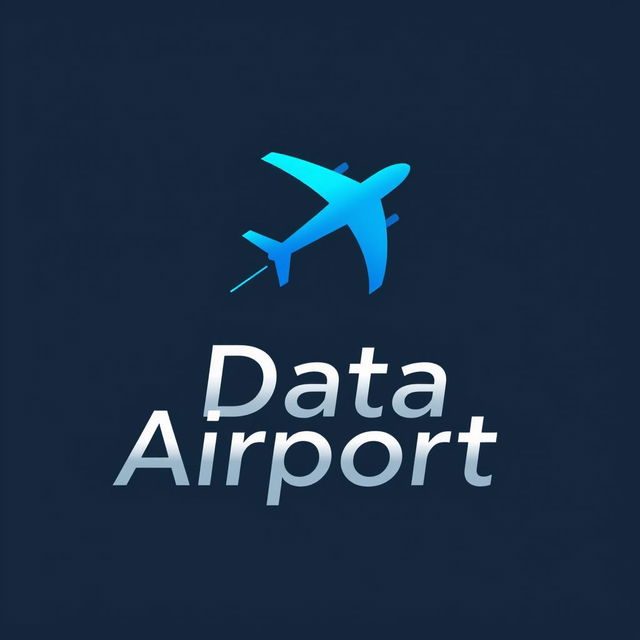 A sleek and modern logo design for 'Data Airport', featuring a stylized airplane silhouette integrated with digital elements to represent technology and data
