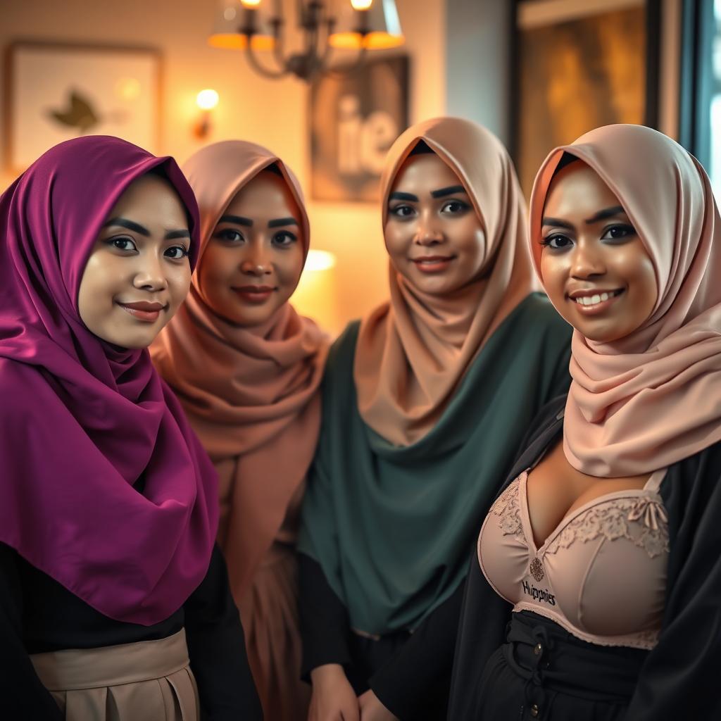 A beautiful portrait of Malay women wearing colorful hijabs, showcasing their elegance and grace