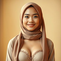 A captivating portrait of a Malay woman in an elegant hijab, radiating beauty and grace