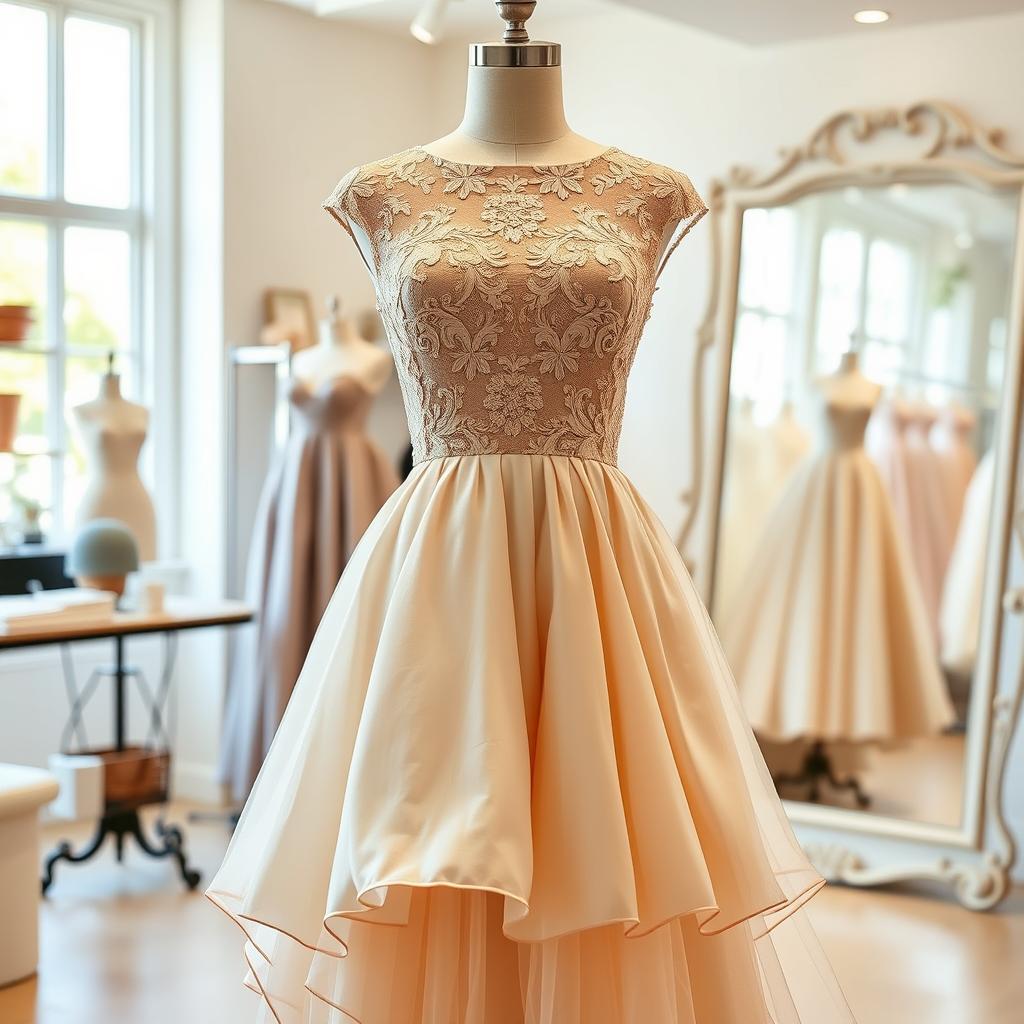 A stunning dress composed of two beautifully designed pieces seamlessly joined together