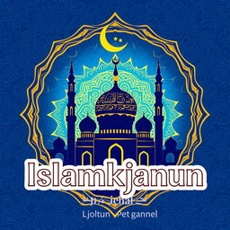 A vibrant and colorful logo design for the 'Islamkjanun' channel, featuring intricate Islamic geometric patterns and calligraphy elements