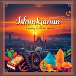 A captivating poster design for the 'Islamkjanun' channel, emphasizing themes of education and culture within the Islamic community