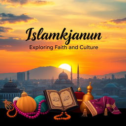 A captivating poster design for the 'Islamkjanun' channel, emphasizing themes of education and culture within the Islamic community