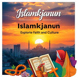 A captivating poster design for the 'Islamkjanun' channel, emphasizing themes of education and culture within the Islamic community