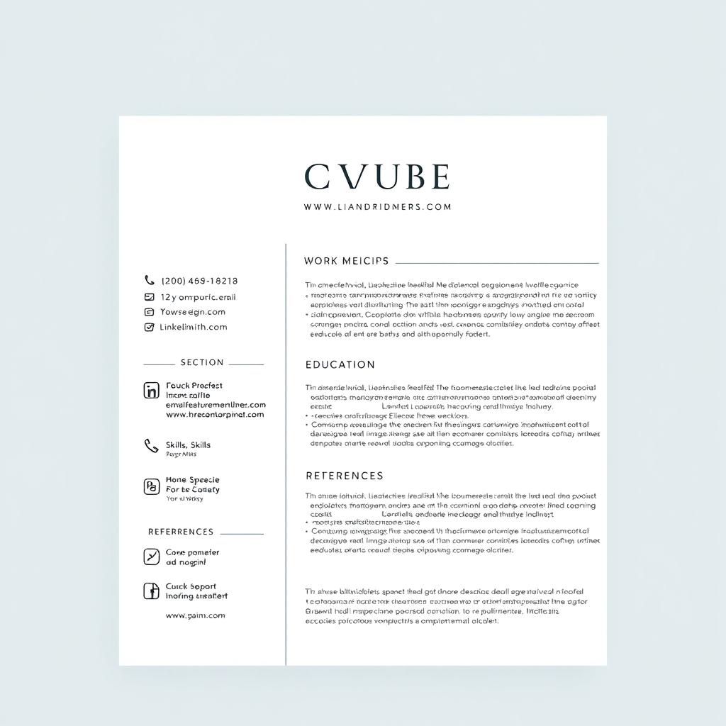 An elegant and professional CV (resume) layout design featuring a clean and modern aesthetic