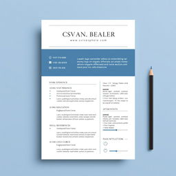 An elegant and professional CV (resume) layout design featuring a clean and modern aesthetic