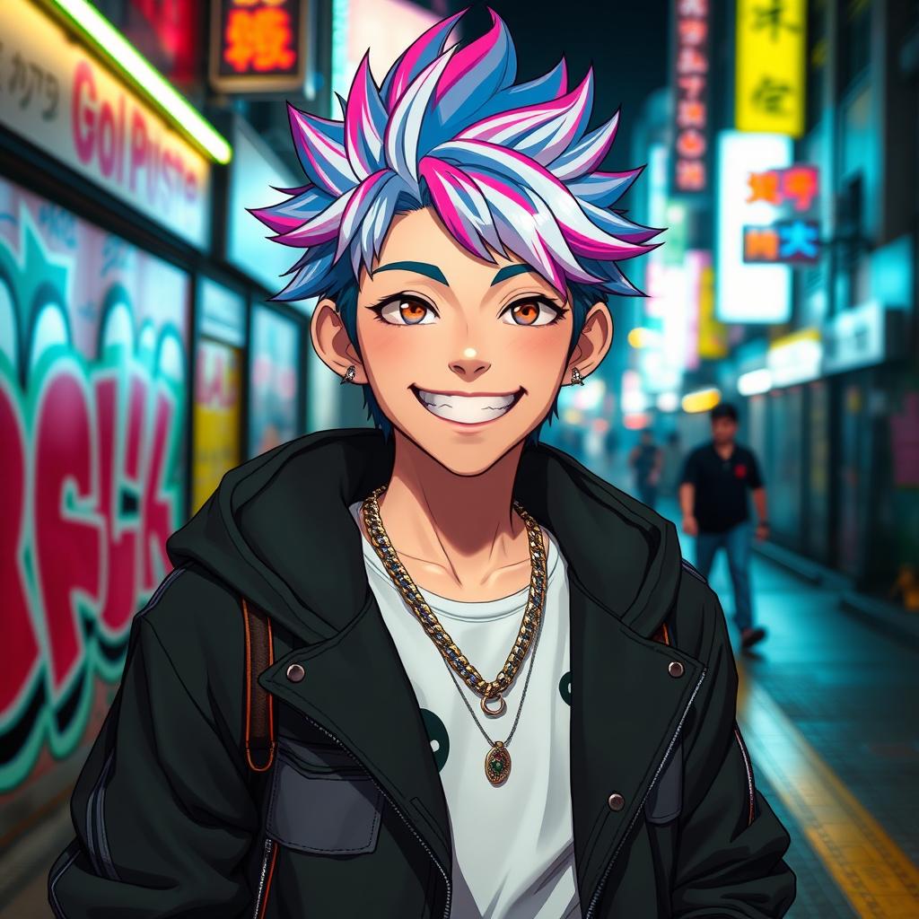 A striking portrait of Tsubasa Gacky, a charismatic and lively character, with a modern and stylish look