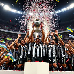 An epic scene depicting Vasco da Gama as the champions of the Copa Libertadores, celebrating in a grand stadium filled with cheering fans