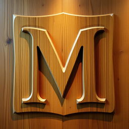 A beautifully carved wooden panel featuring a prominent three-letter 'M' design