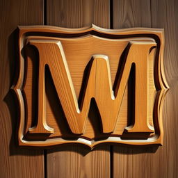 A beautifully carved wooden panel featuring a prominent three-letter 'M' design