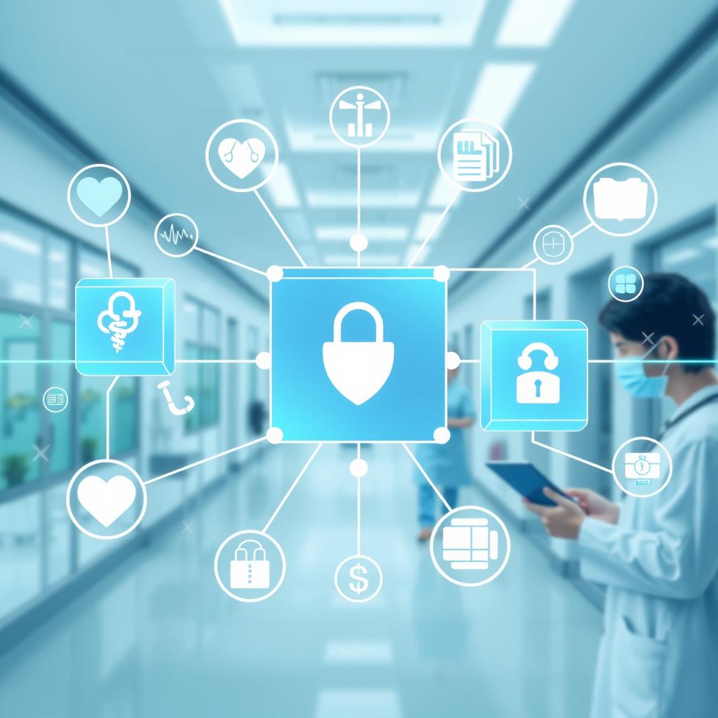 An engaging and informative illustration of blockchain technology applied to medical records