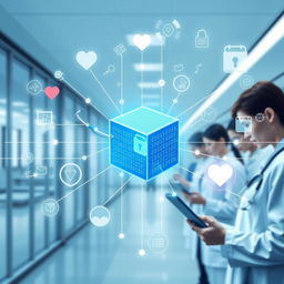 An engaging and informative illustration of blockchain technology applied to medical records