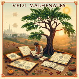 A detailed illustration of Vedic Mathematics concepts from Volume III, featuring traditional Indian motifs and sacred geometry