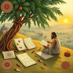 A detailed illustration of Vedic Mathematics concepts from Volume III, featuring traditional Indian motifs and sacred geometry