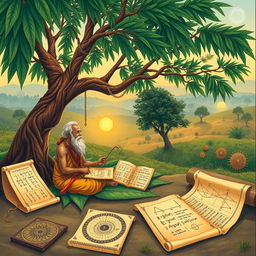 A detailed illustration of Vedic Mathematics concepts from Volume III, featuring traditional Indian motifs and sacred geometry