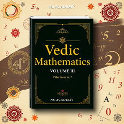 An artistic representation of the book cover for "Vedic Mathematics, Volume III" published by NS ACADEMY