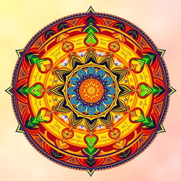 An artistic representation of Vedic Mathematics concepts, illustrating intricate patterns and symbols associated with ancient Indian mathematics